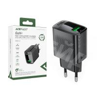 Сетевое зарядное устройство USB Acefast A90 (18W, QС3.0, GaN) Черный