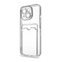 Чехол-накладка для iPhone 15 Plus (с защитой камеры, карманом для карт, прозрачный)