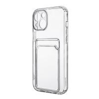 Чехол-накладка для iPhone 14 Plus (с защитой камеры, карманом для карт, прозрачный)