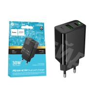 Сетевое зарядное устройство USB/Type-C Hoco CS95A (30W, QC3.0, PD, 2 порта) Черный