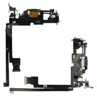 Шлейф для iPhone 12 Pro Max (A2411) на системный разъем/микрофон Черный - Премиум