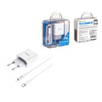 Сетевое зарядное устройство Type-C Hoco C76A Plus (20W, PD, кабель Type-C-Lightning) Белый