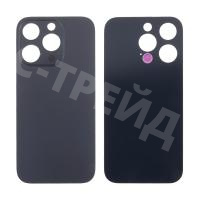 Задняя крышка для iPhone 14 Pro (A2891) Черный (стекло, узкий вырез под камеру, логотип) - Премиум