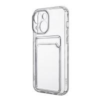 Чехол-накладка для iPhone 14 (с защитой камеры, карманом для карт, прозрачный)