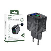Сетевое зарядное устройство USB/Type-C Acefast A116 (35W, QC3.0, PD, 2 порта, GaN, с дисплеем) Черный