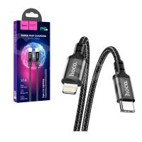 Кабель Type-C - Lightning Hoco X14 (3A, 20W, PD, оплетка нейлон) Черный