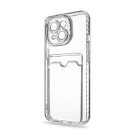 Чехол-накладка для iPhone 15 (с защитой камеры, карманом для карт, прозрачный)