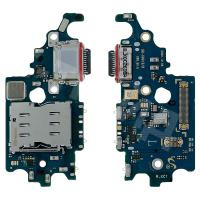 Шлейф для Samsung Galaxy S21 (G991B/EU version) плата системный разъем/разъем SIM/микрофон - Премиум