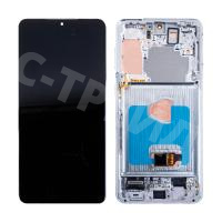 Дисплей для Samsung Galaxy S21+ (G996B) модуль с рамкой Серебро - (OLED) (Full Size)