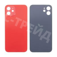Задняя крышка для iPhone 12 (A2403) Красный (стекло, узкий вырез под камеру, логотип) - Премиум