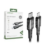 Кабель Type-C - Lightning Acefast C1-01 (3A, 30W, PD, MFI, оплетка нейлон, 1.2 м) Черный