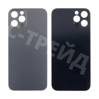 Задняя крышка для iPhone 12 Pro (A2407) Серый (стекло, узкий вырез под камеру, логотип) - Премиум