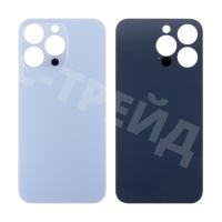 Задняя крышка для iPhone 13 Pro (A2640) Голубой (стекло, монолит, широкий вырез под камеру, логотип) - Премиум