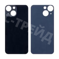 Задняя крышка для iPhone 13 mini (A2630) Черный (стекло, широкий вырез под камеру, логотип)