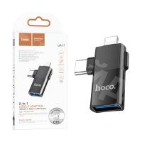 Адаптер Lightning + Type-C - OTG Hoco UA17 Черный