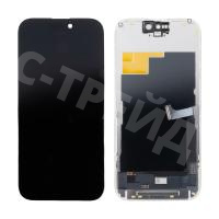 Дисплей для iPhone 15 Pro (A3102) в сборе с тачскрином Черный - (Hard OLED, Full HD) (площадка под IC)