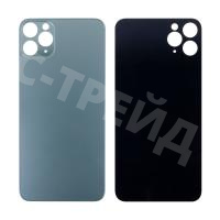 Задняя крышка для iPhone 11 Pro Max (A2218) Темно-зеленый (стекло, монолит, широкий вырез под камеру, логотип) - Премиум