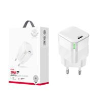 Сетевое зарядное устройство Type-C XO CE06 (30W, PD, GaN, индикатор заряда) Белый