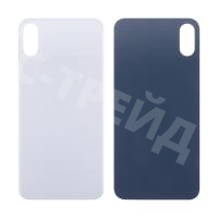 Задняя крышка для iPhone Xs (A2097/A1920) Белый (стекло, монолит, широкий вырез под камеру, логотип) - Премиум