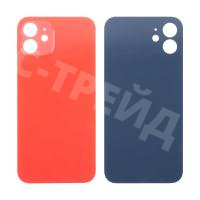 Задняя крышка для iPhone 12 (A2403) Красный (стекло, монолит, широкий вырез под камеру, логотип) - Премиум