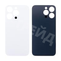 Задняя крышка для iPhone 14 Pro Max (A2895) Белый (стекло, монолит, широкий вырез под камеру, логотип) - Премиум