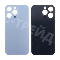 Задняя крышка для iPhone 13 Pro (A2640) Голубой (стекло, узкий вырез под камеру, логотип) - Премиум
