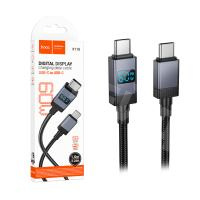 Кабель Type-C - Type-C Hoco X118 (3A, 60W, PD, оплетка нейлон, с дисплеем) Черный