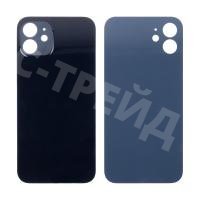 Задняя крышка для iPhone 12 (A2403) Черный (стекло, монолит, широкий вырез под камеру, логотип) - Премиум