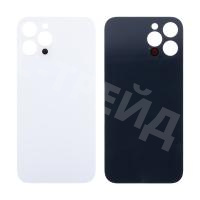 Задняя крышка для iPhone 12 Pro Max (A2411) Белый (стекло, монолит, широкий вырез под камеру, логотип) - Премиум