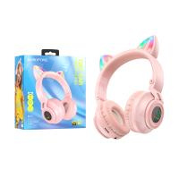 Беспроводные наушники Bluetooth Borofone BO18 Cat Ear (накладные, кошачьи ушки) Розовый