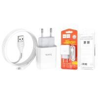 Сетевое зарядное устройство USB Hoco C72A (10.5W, кабель Lightning) Белый