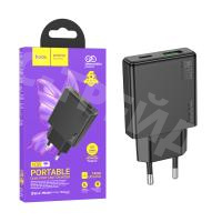 Сетевое зарядное устройство USB/Type-C Hoco N38 (20W, QC3.0, PD, 2 порта) Черный