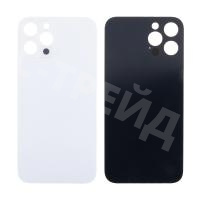 Задняя крышка для iPhone 12 Pro Max (A2411) Белый (стекло, узкий вырез под камеру, логотип) - Премиум