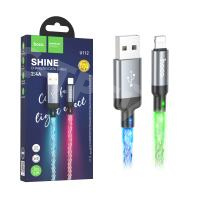 Кабель USB - Lightning Hoco U112 (2.4А, прозрачный светящийся) Серый