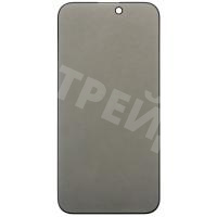Защитное стекло "Антишпион" для iPhone 14 Pro Max Черный (Закалённое, полное покрытие)