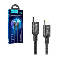 Кабель Type-C - Lightning Hoco X14 (3A, PD, оплетка нейлон, 2 м) Черный