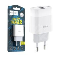 Сетевое зарядное устройство USB Hoco C73A (12W, 2 порта) Белый