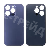 Задняя крышка для iPhone 14 Pro (A2891) Темно-фиолетовый (стекло, монолит, широкий вырез под камеру, логотип) - Премиум
