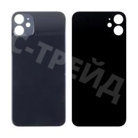 Задняя крышка для iPhone 11 (A2221) Черный (стекло, монолит, широкий вырез под камеру, логотип) - Премиум