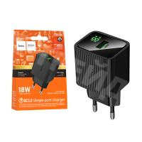 Сетевое зарядное устройство USB Hoco CS81A (18W, QС3.0, с дисплеем) Черный