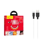 Кабель USB - MicroUSB Hoco X21 Plus (2.4A, силикон, термостойкий) Белый