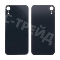 Задняя крышка для iPhone Xr (A2105) Черный (стекло, монолит, широкий вырез под камеру, логотип) - Премиум