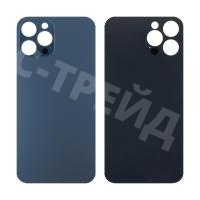 Задняя крышка для iPhone 12 Pro Max (A2411) Синий (стекло, широкий вырез под камеру, логотип)