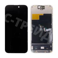 Дисплей для iPhone 15 Pro (A3102) в сборе с тачскрином Черный - DD (Soft OLED, Full HD, 120 Гц) (площадка под IC) (COP)