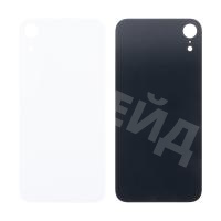 Задняя крышка для iPhone Xr (A2105) Белый (стекло, монолит, широкий вырез под камеру, логотип) - Премиум