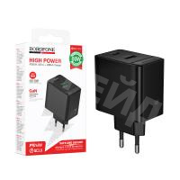 Сетевое зарядное устройство USB/Type-C Borofone BAS17A (65W, QC3.0, PD, 2 порта) Черный