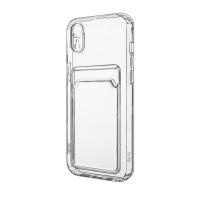 Чехол-накладка для iPhone Xr (с защитой камеры, карманом для карт, прозрачный)
