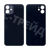 Задняя крышка для iPhone 12 (A2403) Черный (стекло, широкий вырез под камеру, логотип)