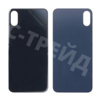 Задняя крышка для iPhone Xs (A2097/A1920) Серый (стекло, монолит, широкий вырез под камеру, логотип) - Премиум