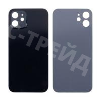 Задняя крышка для iPhone 12 (A2403) Черный (стекло, узкий вырез под камеру, логотип) - Премиум